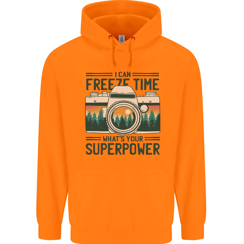 Freeze Time Photography Photographer Mens 80% Cotton Hoodie Orange