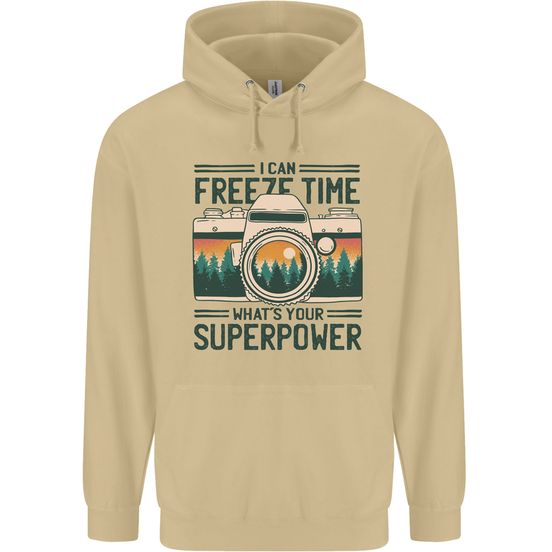 Freeze Time Photography Photographer Mens 80% Cotton Hoodie Sand