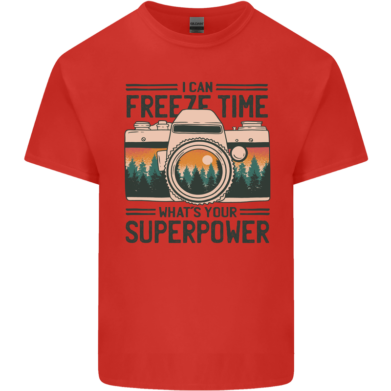 Freeze Time Photography Photographer Mens Cotton T-Shirt Tee Top Red