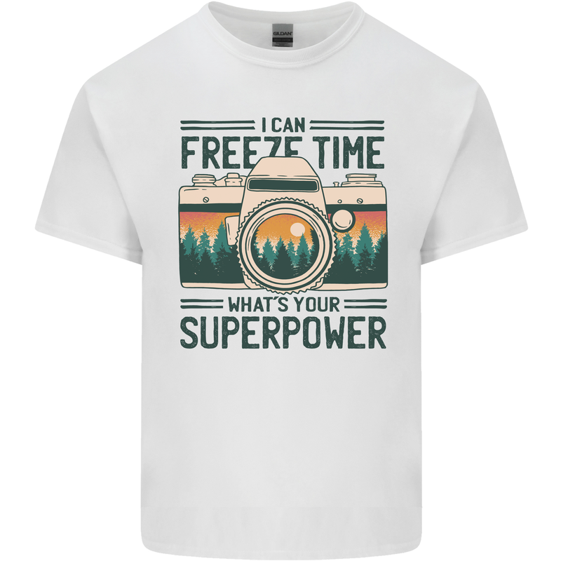 Freeze Time Photography Photographer Mens Cotton T-Shirt Tee Top White