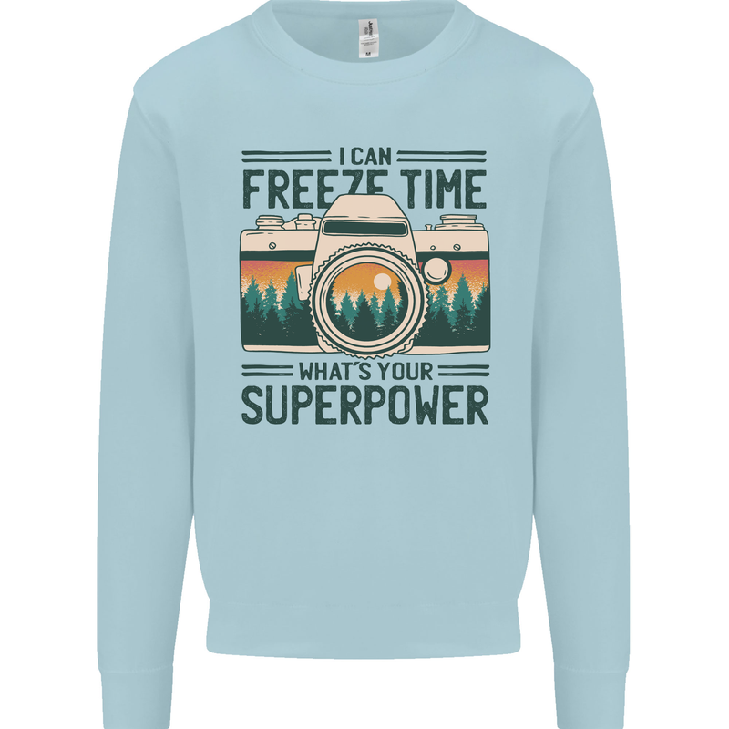 Freeze Time Photography Photographer Mens Sweatshirt Jumper Light Blue