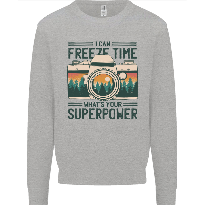 Freeze Time Photography Photographer Mens Sweatshirt Jumper Sports Grey