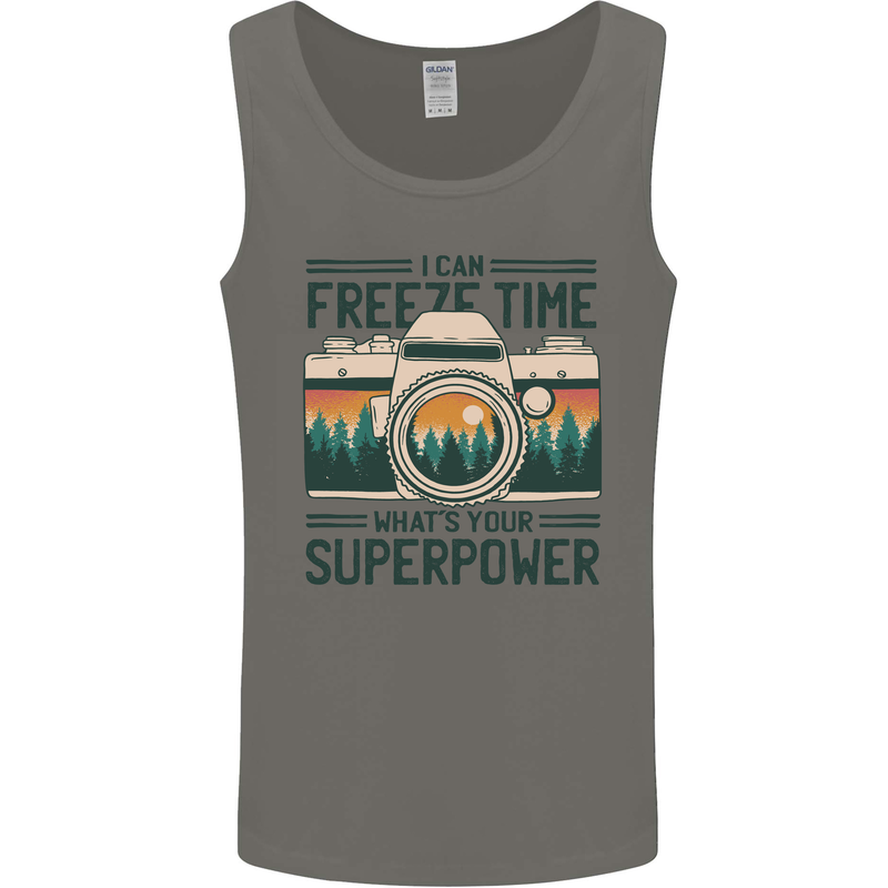 Freeze Time Photography Photographer Mens Vest Tank Top Charcoal