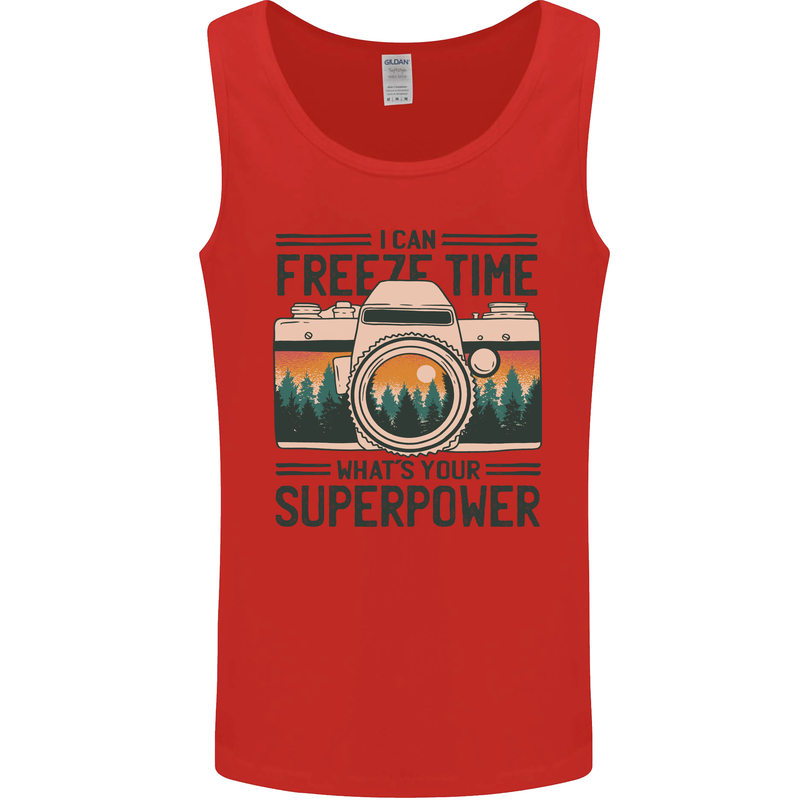 Freeze Time Photography Photographer Mens Vest Tank Top Red
