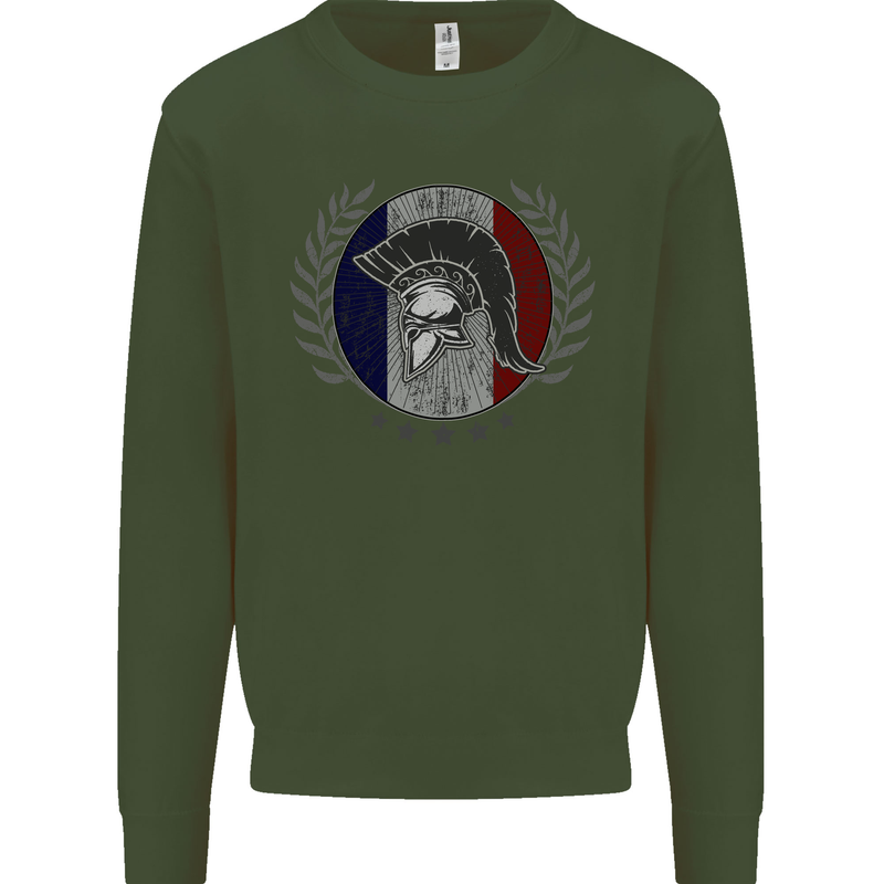 French Bodybuilding Flag Gym Training France Kids Sweatshirt Jumper Forest Green