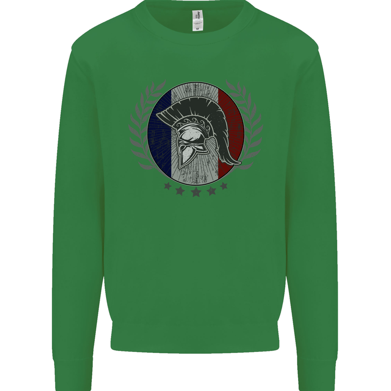 French Bodybuilding Flag Gym Training France Kids Sweatshirt Jumper Irish Green