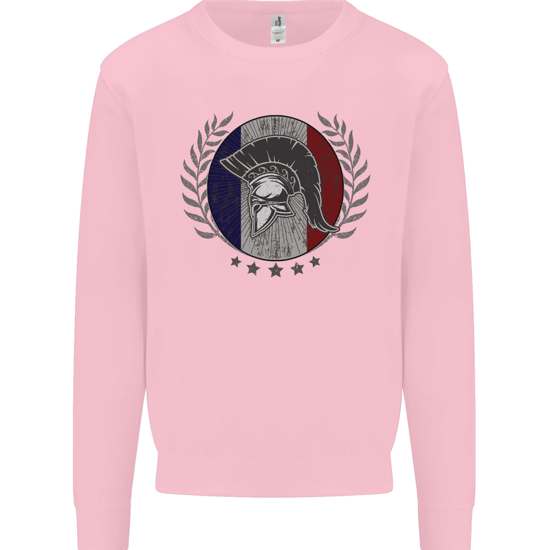 French Bodybuilding Flag Gym Training France Kids Sweatshirt Jumper Light Pink