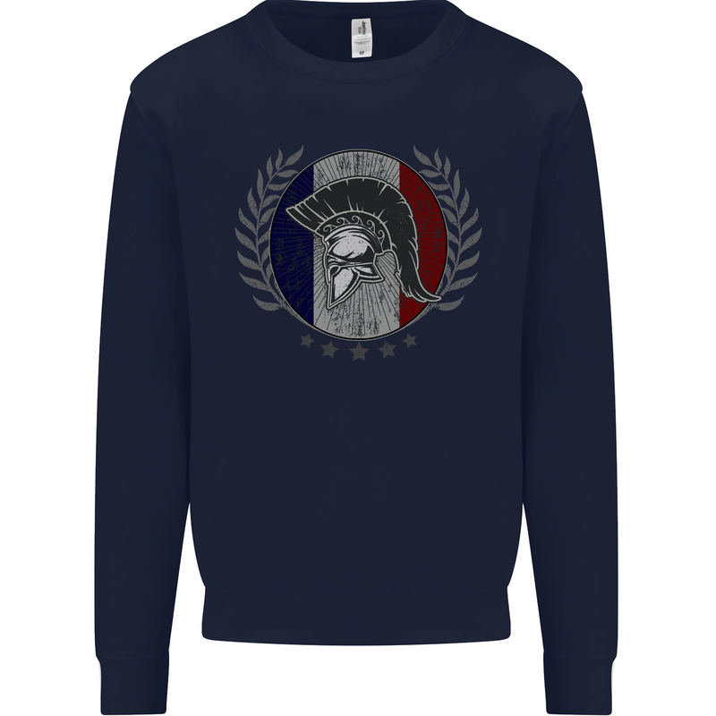 French Bodybuilding Flag Gym Training France Kids Sweatshirt Jumper Navy Blue