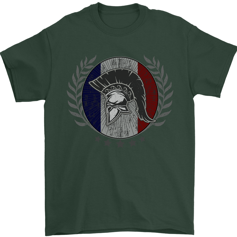 French Bodybuilding Flag Gym Training France Mens T-Shirt 100% Cotton Forest Green
