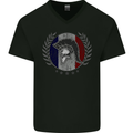 French Bodybuilding Flag Gym Training France Mens V-Neck Cotton T-Shirt Black
