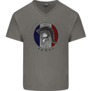 French Bodybuilding Flag Gym Training France Mens V-Neck Cotton T-Shirt Charcoal