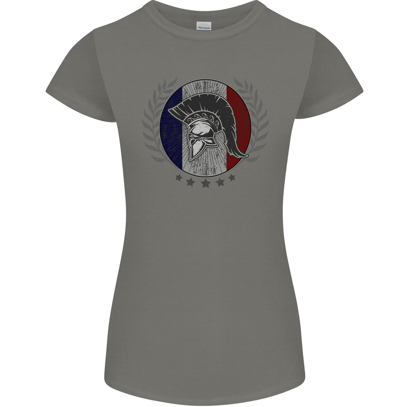 French Bodybuilding Flag Gym Training France Womens Petite Cut T-Shirt Charcoal