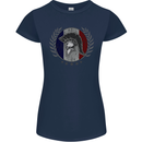 French Bodybuilding Flag Gym Training France Womens Petite Cut T-Shirt Navy Blue