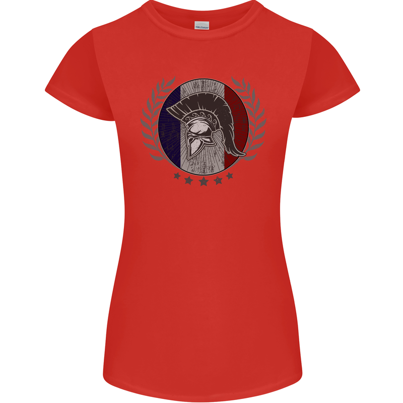 French Bodybuilding Flag Gym Training France Womens Petite Cut T-Shirt Red