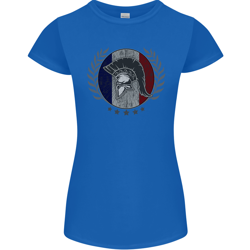 French Bodybuilding Flag Gym Training France Womens Petite Cut T-Shirt Royal Blue