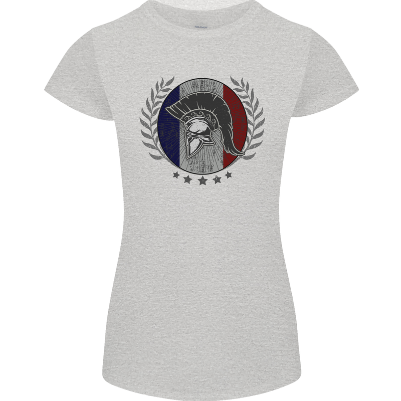 French Bodybuilding Flag Gym Training France Womens Petite Cut T-Shirt Sports Grey