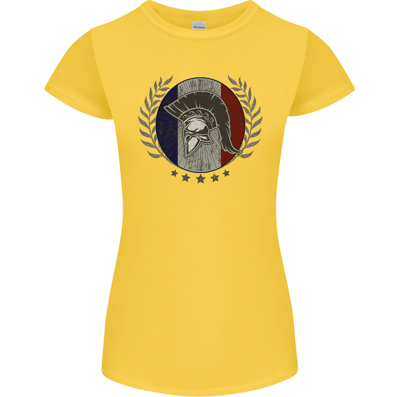 French Bodybuilding Flag Gym Training France Womens Petite Cut T-Shirt Yellow