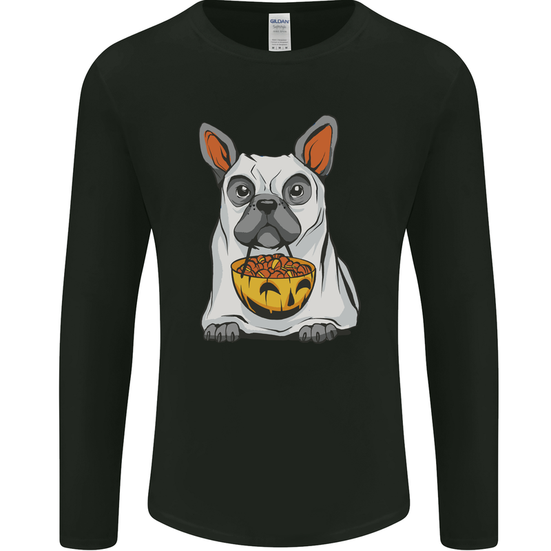 French Bulldog Ghost Dog Halloween Mens Long Sleeve T-Shirt Black