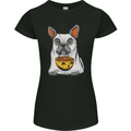 French Bulldog Ghost Dog Halloween Womens Petite Cut T-Shirt Black