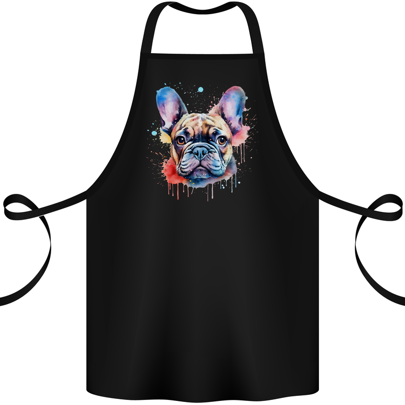 French Bulldog Watercolour Dog Cotton Apron 100% Organic Black