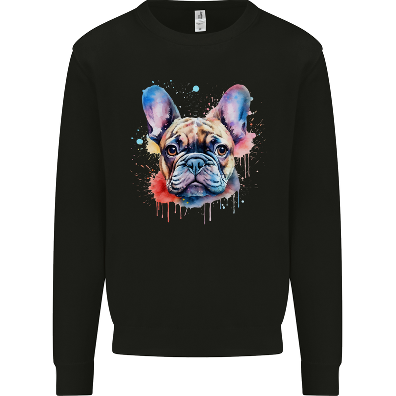 French Bulldog Watercolour Dog Mens Sweatshirt Jumper Black