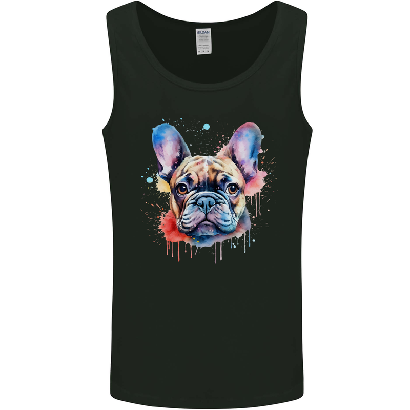 French Bulldog Watercolour Dog Mens Vest Tank Top Black