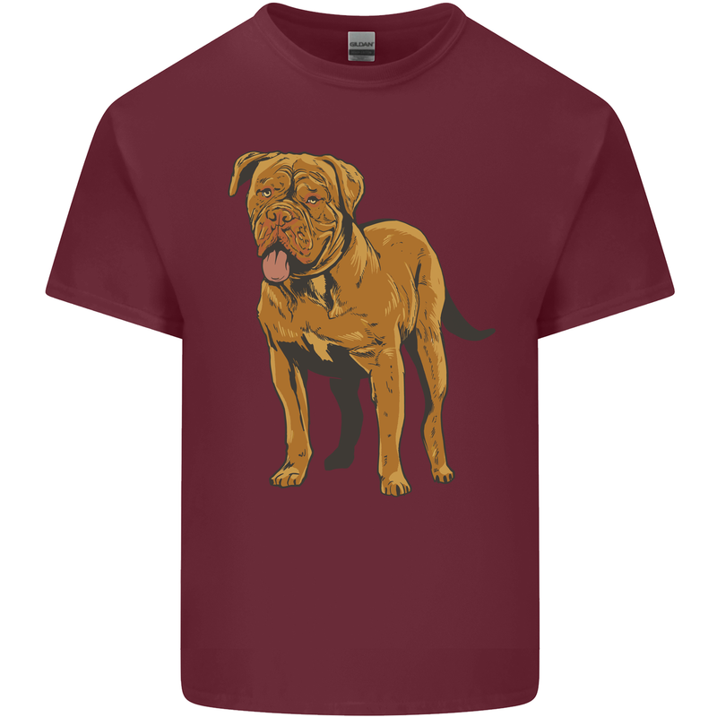 French Mastiff Dogue Bordeaux Dog Mens Cotton T-Shirt Tee Top Maroon