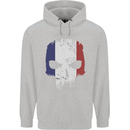 French Skull France Gym Biker Flag Childrens Kids Hoodie Sports Grey