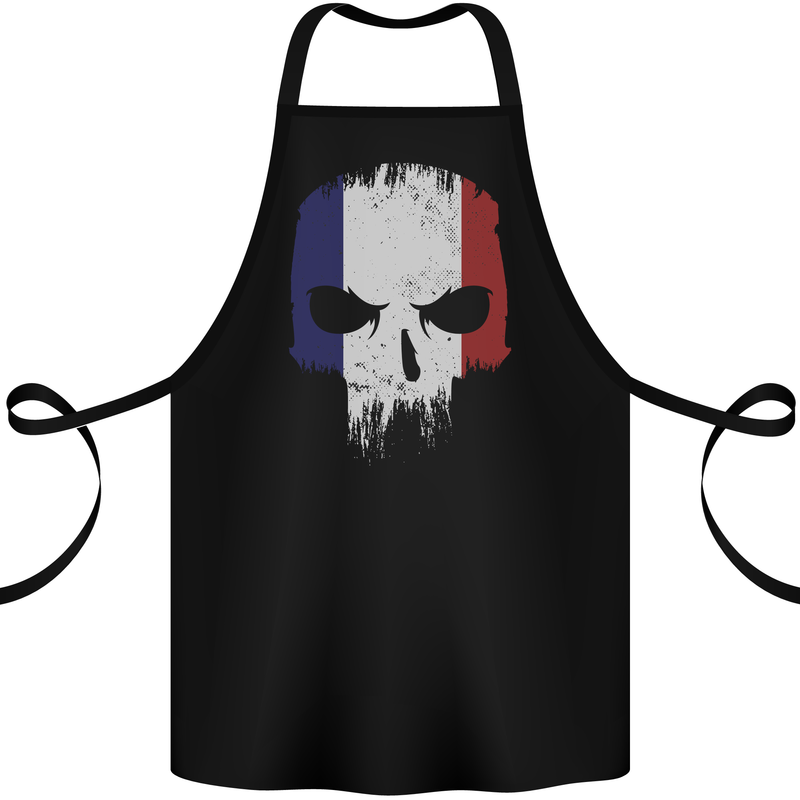 French Skull France Gym Biker Flag Cotton Apron 100% Organic Black