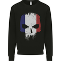 French Skull France Gym Biker Flag Kids Sweatshirt Jumper Black