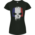 French Skull France Gym Biker Flag Womens Petite Cut T-Shirt Black