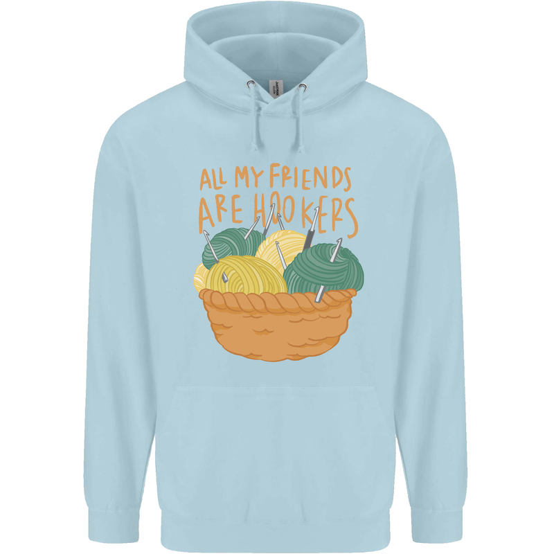 Friends Hookers Funny Crochet Knitting Childrens Kids Hoodie Light Blue