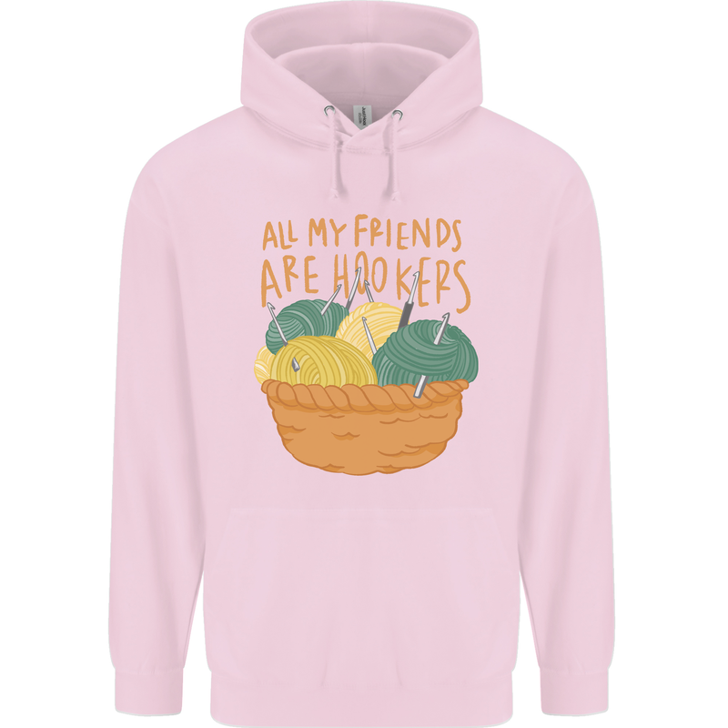 Friends Hookers Funny Crochet Knitting Childrens Kids Hoodie Light Pink