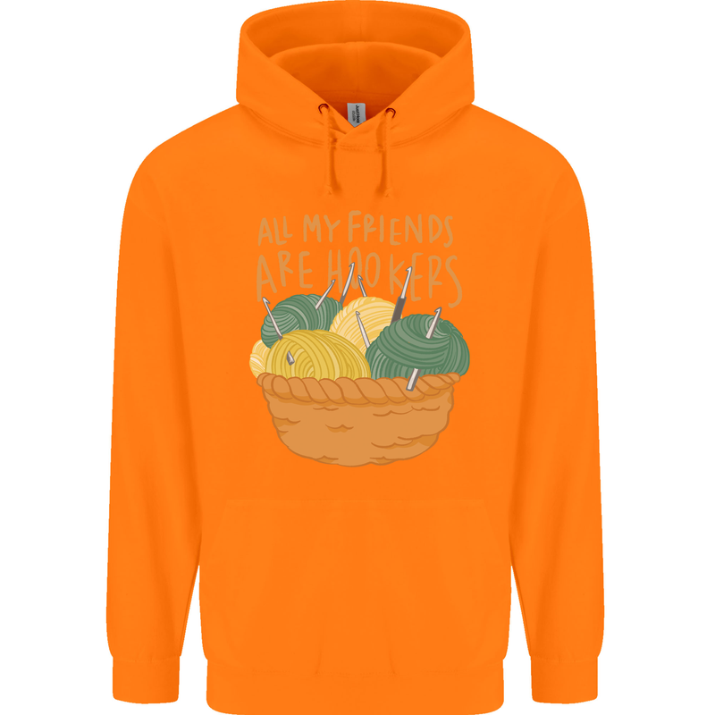 Friends Hookers Funny Crochet Knitting Childrens Kids Hoodie Orange