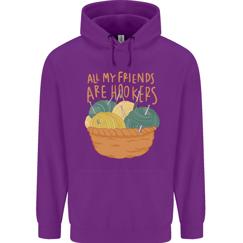 Friends Hookers Funny Crochet Knitting Childrens Kids Hoodie Purple