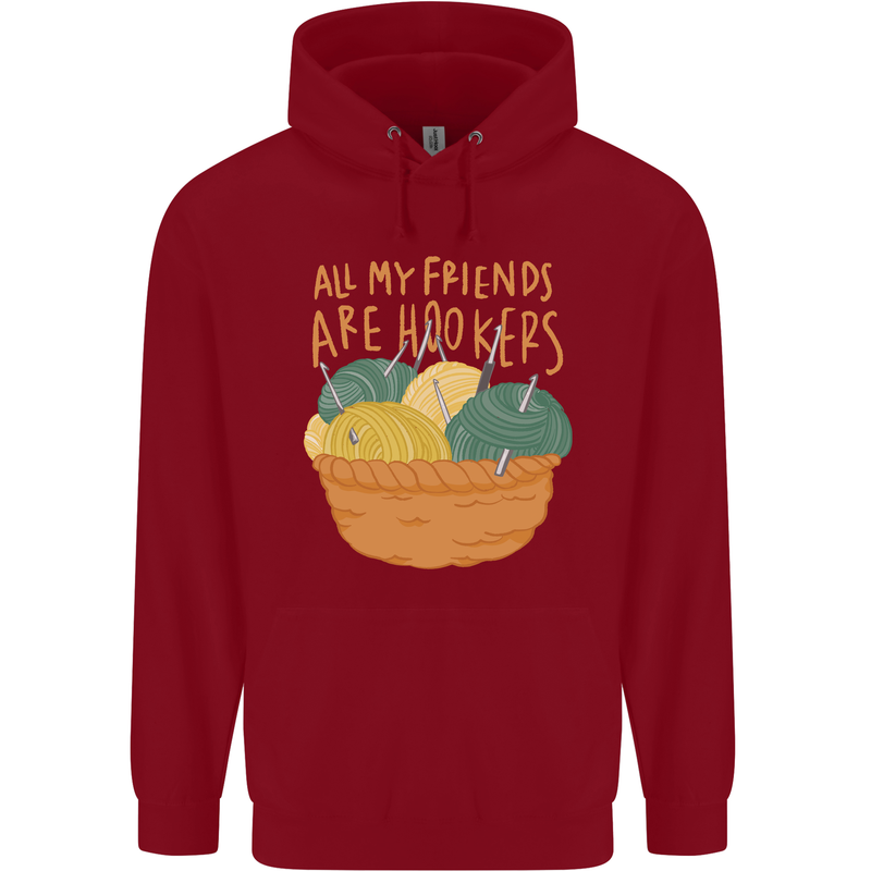 Friends Hookers Funny Crochet Knitting Childrens Kids Hoodie Red