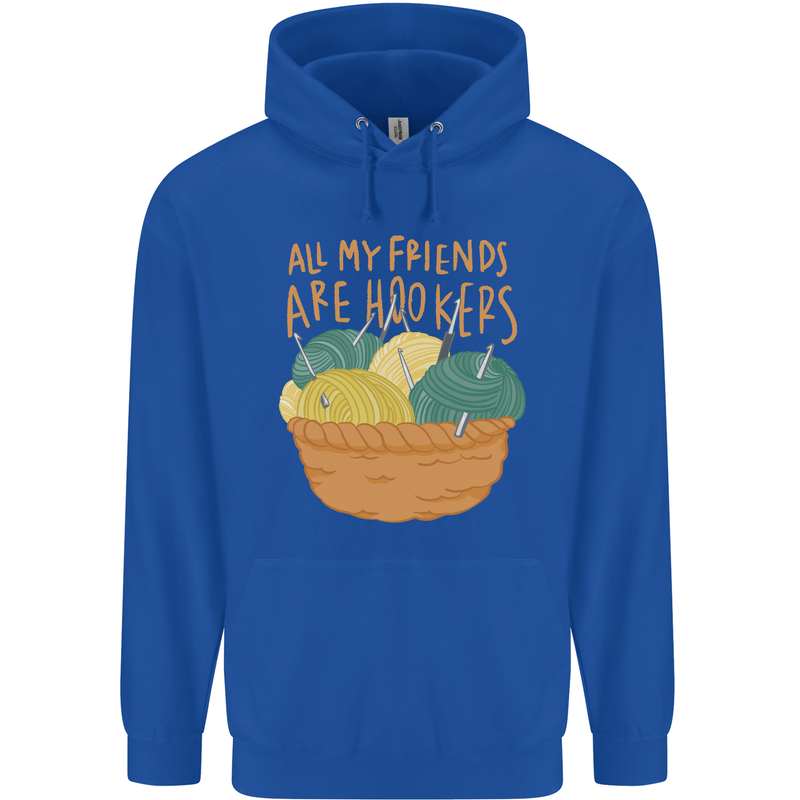 Friends Hookers Funny Crochet Knitting Childrens Kids Hoodie Royal Blue