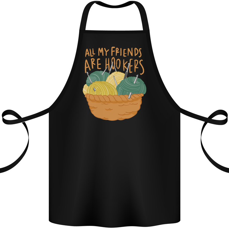 Friends Hookers Funny Crochet Knitting Cotton Apron 100% Organic Black