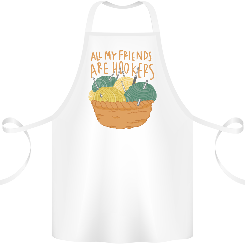Friends Hookers Funny Crochet Knitting Cotton Apron 100% Organic White