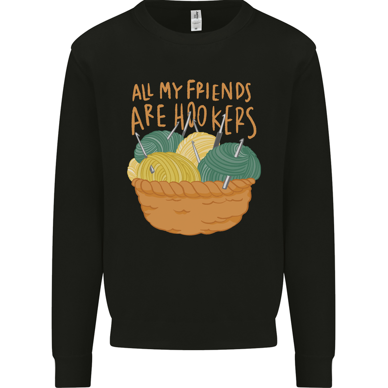 Friends Hookers Funny Crochet Knitting Kids Sweatshirt Jumper Black
