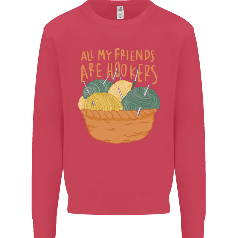 Friends Hookers Funny Crochet Knitting Kids Sweatshirt Jumper Heliconia