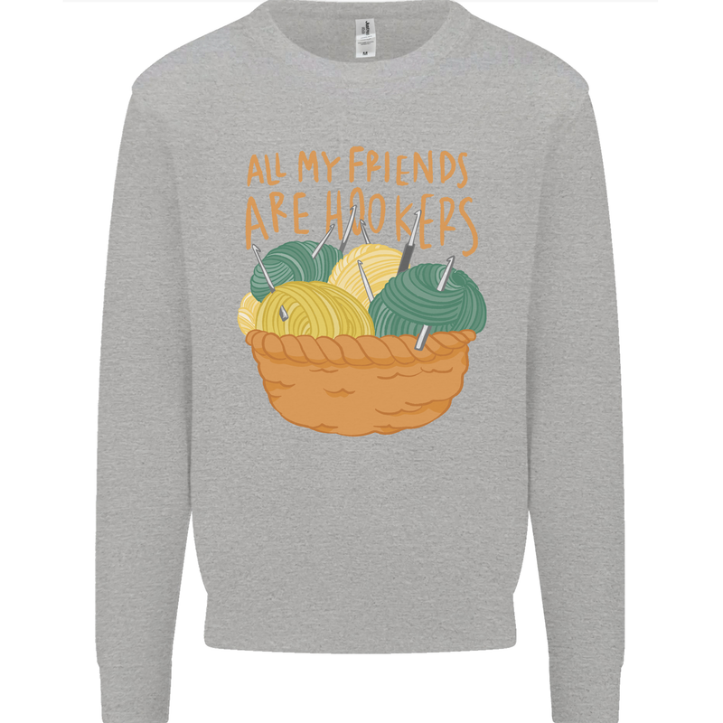 Friends Hookers Funny Crochet Knitting Kids Sweatshirt Jumper Sports Grey