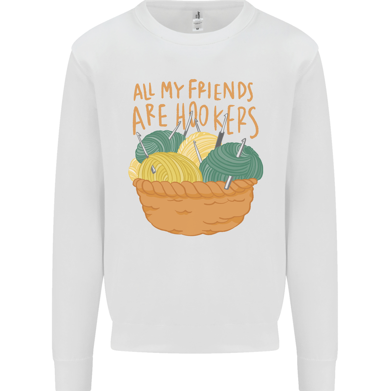 Friends Hookers Funny Crochet Knitting Kids Sweatshirt Jumper White