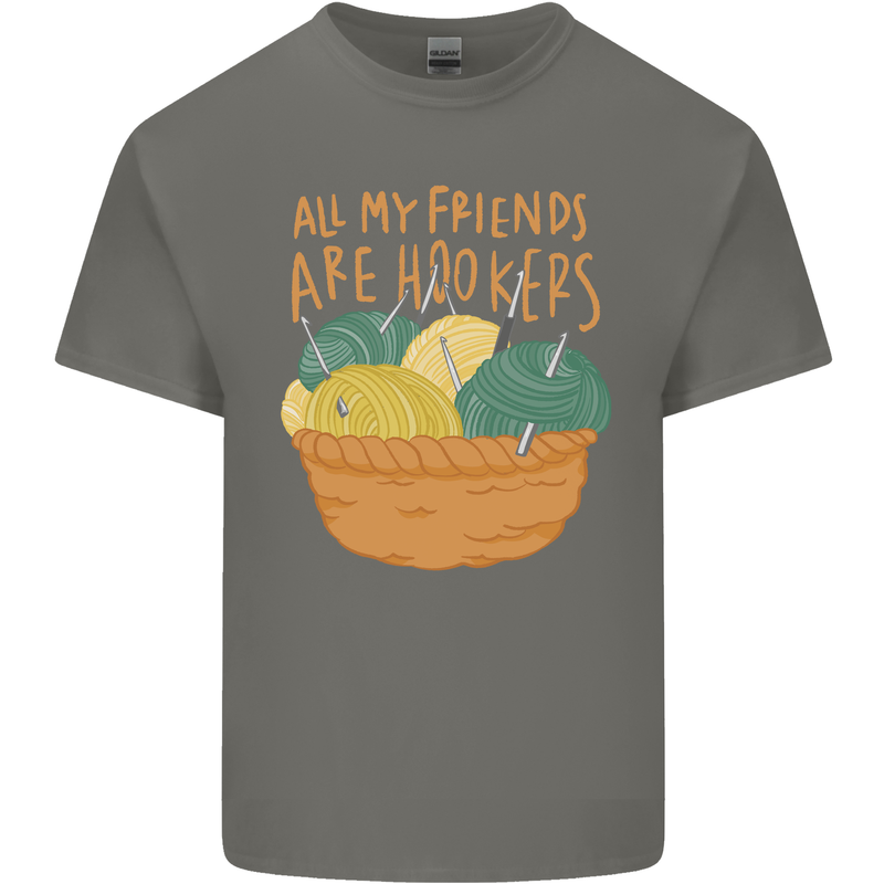 Friends Hookers Funny Crochet Knitting Mens Cotton T-Shirt Tee Top Charcoal
