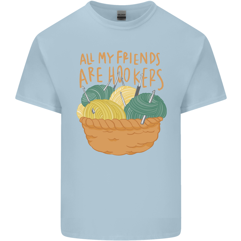 Friends Hookers Funny Crochet Knitting Mens Cotton T-Shirt Tee Top Light Blue