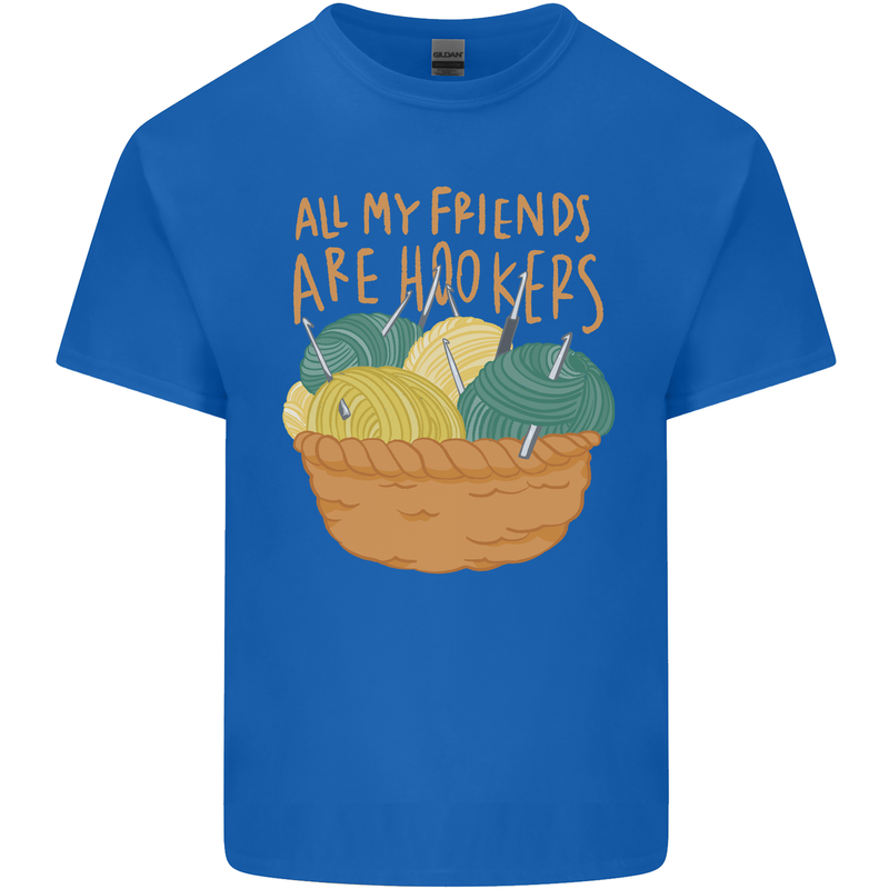 Friends Hookers Funny Crochet Knitting Mens Cotton T-Shirt Tee Top Royal Blue