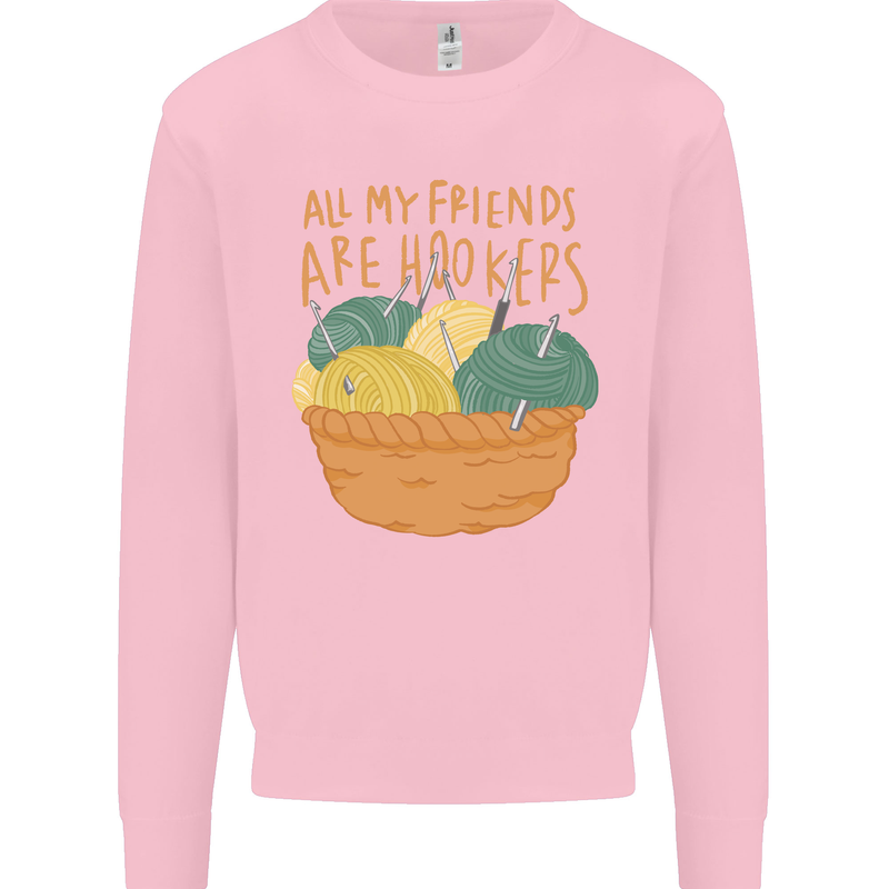 Friends Hookers Funny Crochet Knitting Mens Sweatshirt Jumper Light Pink