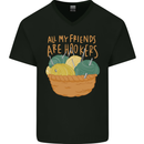 Friends Hookers Funny Crochet Knitting Mens V-Neck Cotton T-Shirt Black