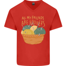 Friends Hookers Funny Crochet Knitting Mens V-Neck Cotton T-Shirt Red