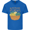 Friends Hookers Funny Crochet Knitting Mens V-Neck Cotton T-Shirt Royal Blue